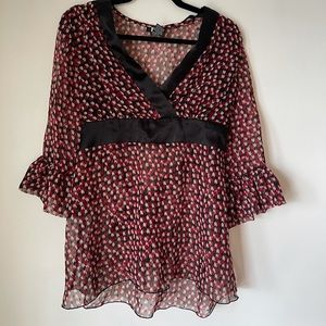 RED, BEIGE & BLACK FASHION BLOUSE